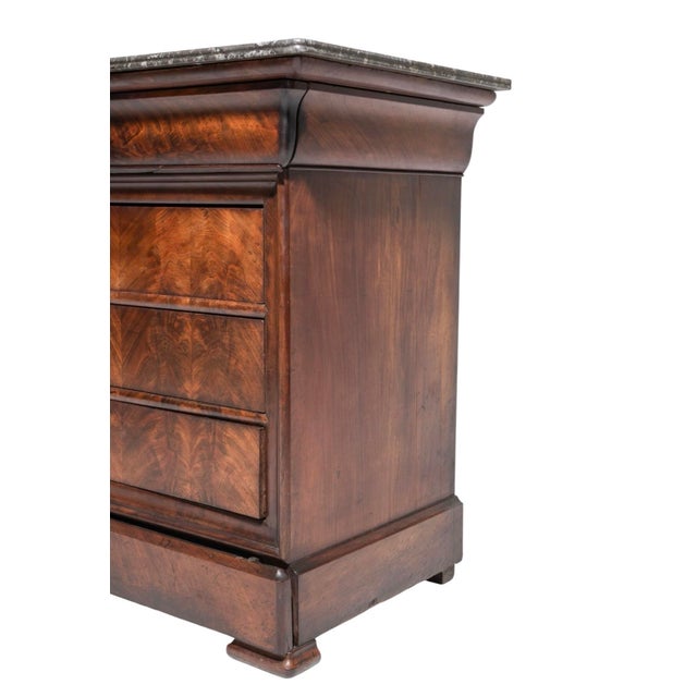 Mid 19th Century French Louis Philippe Flame Mahogany Marble Top Commode, Mid-19th Century For Sale - Image 5 of 6