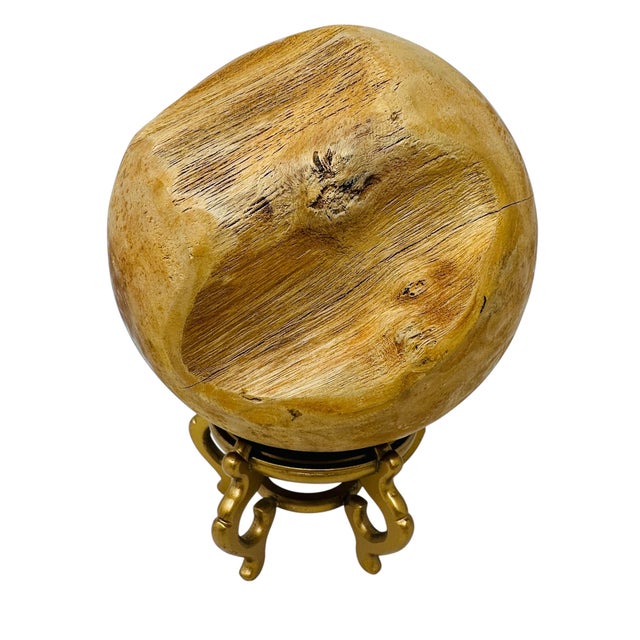 Vintage Early 2000s Solid Teak Root Hand-Carved Decorative 7.5" Sphere For Sale - Image 4 of 9