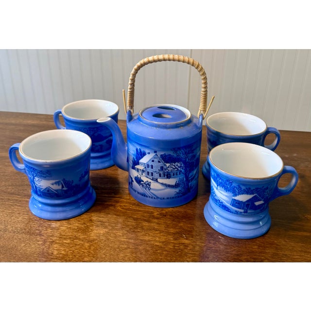 Mid 20th Century Currier & Ives Tea Set - Set of 5 For Sale - Image 6 of 12