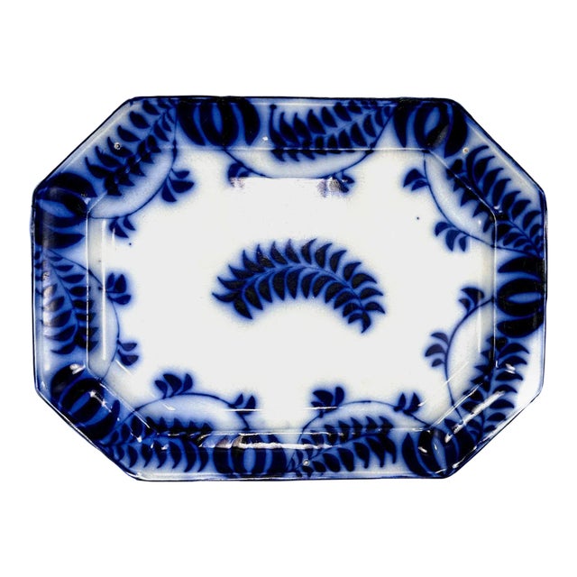 Early 19th Century Flow Blue Octagonal Serving Platter For Sale