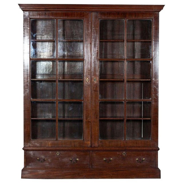 Large 19th English Mahogany Glazed Bookcase, 1880s For Sale - Image 14 of 14