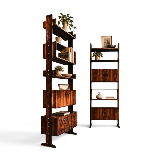 Designed in Brazil in the 1960s, this striking pair of modular bookshelves exemplifies the refined modernism of Ernesto...
