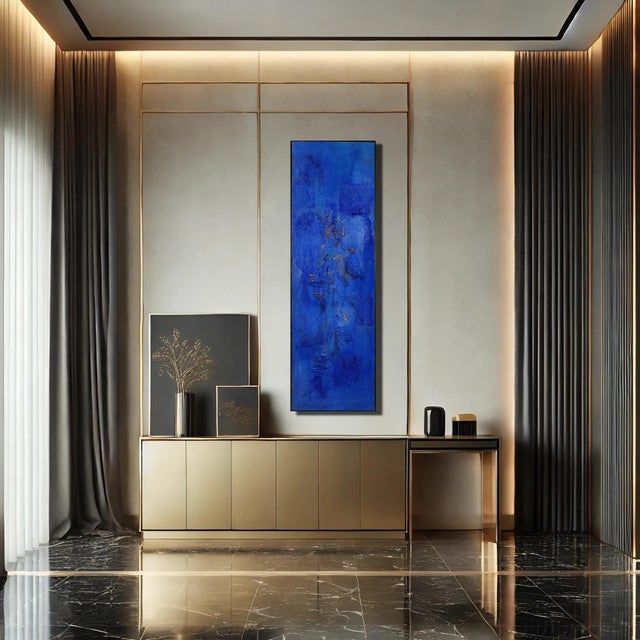 Giuseppe Caiafa, Sentiero Celeste: Abstract Textured Composition, Mixed Media on Canvas, 2025 For Sale - Image 4 of 5