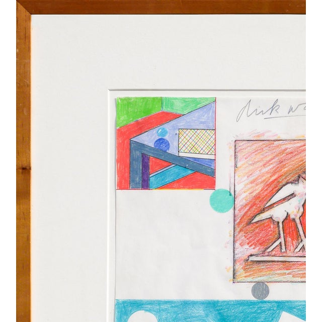 Dick Wray Blue, Orange, and Green Abstract Geometric Figurative Collage, 1981 For Sale In Houston - Image 6 of 12