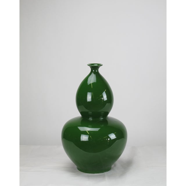 Asian Modern Green Bottle Gourd Porcelain Vase Chairish