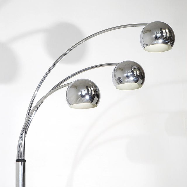 Silver Vintage Three-Arm Floor Lamp in Chromed Metal, 1970s For Sale - Image 8 of 17