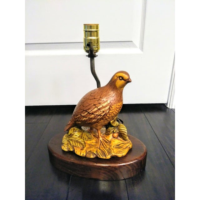 Vintage Quail Bird Autumnal Ceramic Wood Base Table Lamp Chairish