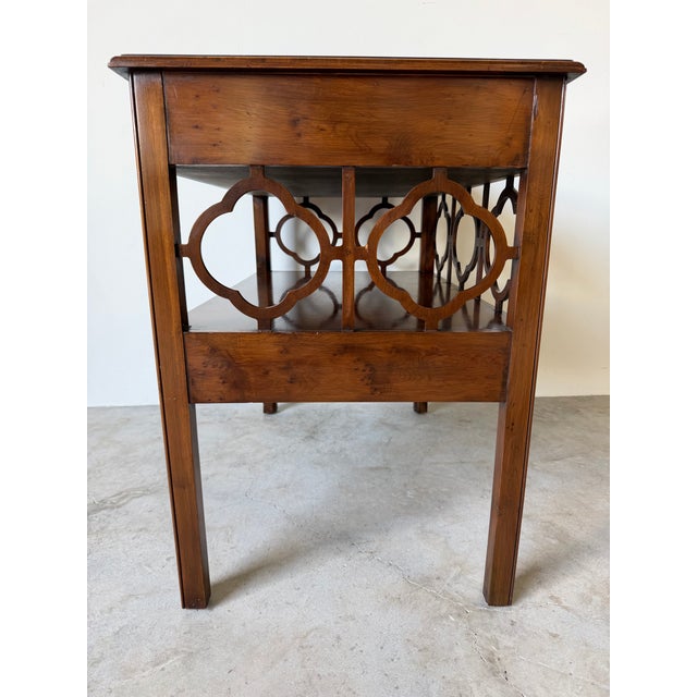 Wood 1970s Hollywood Regency Chinoiserie Burl Wood Two-Tier Nightstand / End Table For Sale - Image 7 of 12