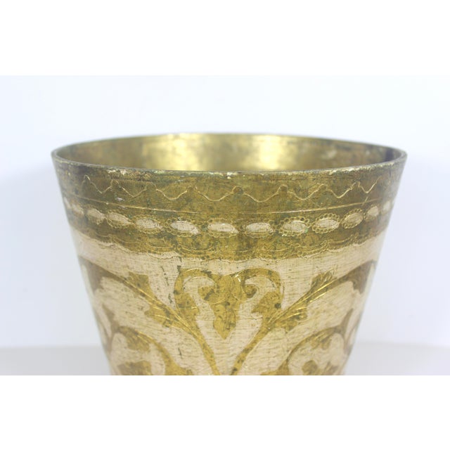 Vintage Italian Florentine Gilded Gilt Wood Waste Basket Gold Antique White For Sale - Image 6 of 13