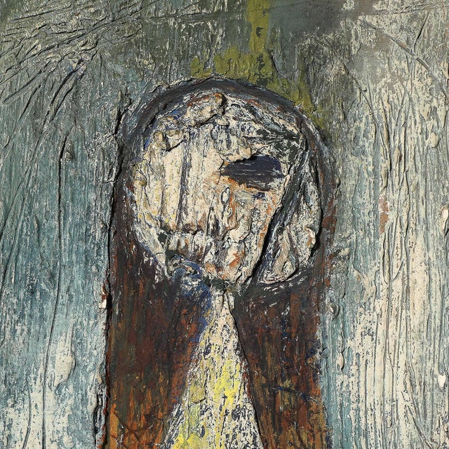 Mid-Century Modernist Abstract Figure Oil on Paper Painting Signed Hans Jaenisch For Sale - Image 11 of 12