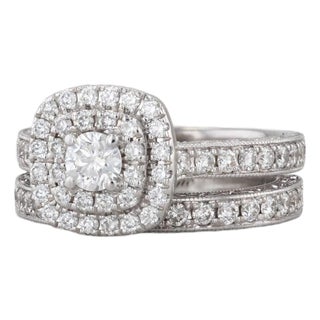 Neil Lane 1.16ctw Diamond Halo Engagement Ring Wedding Band Bridal 14k Gold, Size 4.75 For Sale