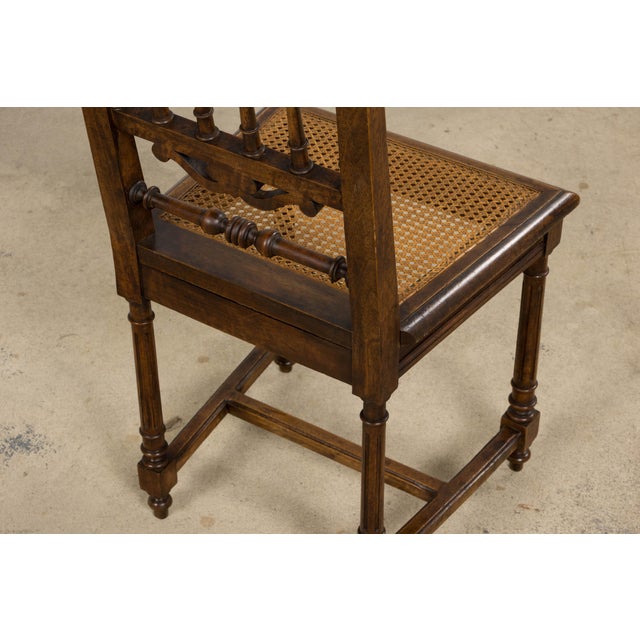 19th Century French Louis XIII Style Walnut and Cane Dining Chairs - Set of 8 For Sale - Image 14 of 18