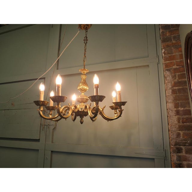 Brown Large French Gothic Style Gilded Brass Chandelier, 1980s For Sale - Image 8 of 9