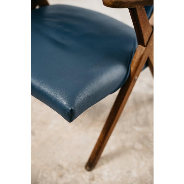 Vintage Lounge Chair in Wood and Blue Skai from Dal Vera, 1950s For Sale - Image 10 of 16