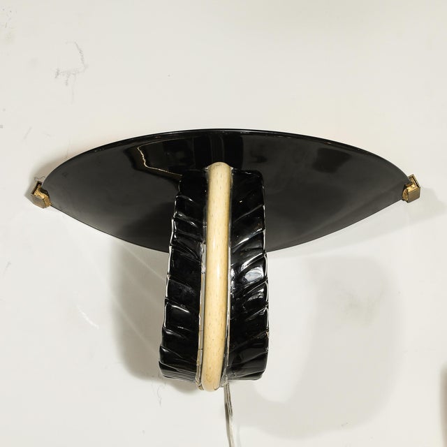 1950s Mid-Century Rare Hand-Blown Murano Black & Gold Acanthus Glass Sconces by Seguso - a Pair For Sale In New York - Image 6 of 17