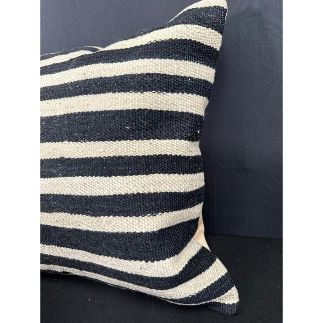 Contemporary Turkish Hemp Pillow Cushion Natural Beige Black Cushion Cover 20"x20" For Sale - Image 3 of 4