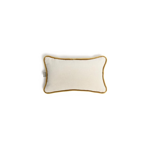 Contemporary The Gift Micro Cushion in White Velvet with Camel Piping by Lorenza Briola for Lo Decor For Sale - Image 3 of 7