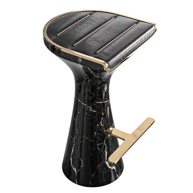 "Monachella" Bar Stool with Marble and Bronze Details Bizimyer Furniture. Unmatched. Unrivalled. Designed by Hasan Samet...