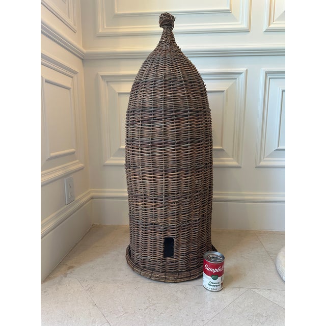 Vintage 36” Woven Wicker Bee Skep For Sale - Image 15 of 15