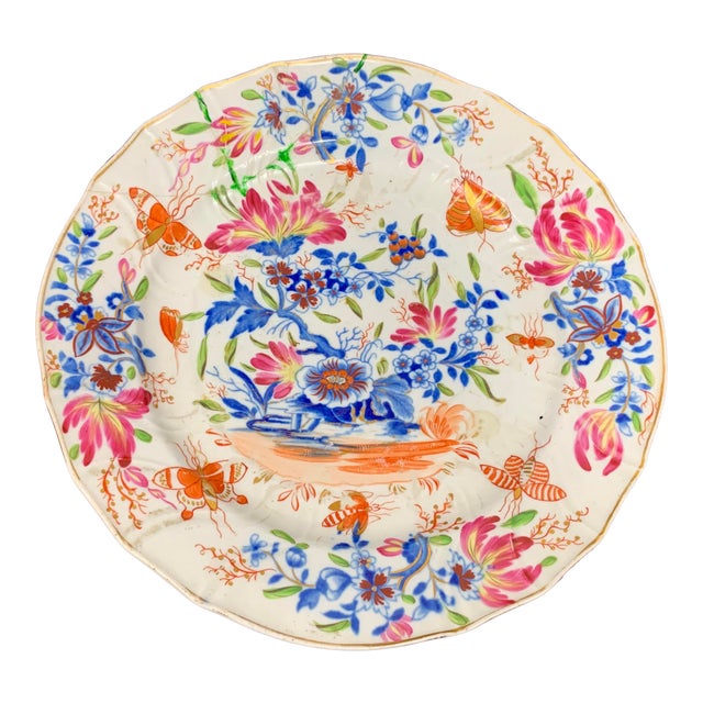 Antique Hand Painted Floral Decorative Plate For Sale
