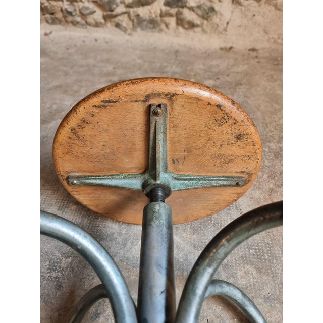 Mid-Century Modern Vintage Industrial French Stool from Heliolith, 1950s For Sale - Image 3 of 18
