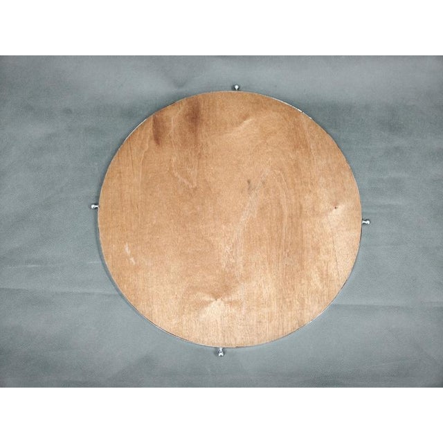 Art Deco Czech Round Serving Tray in Chrome, Glass and Wood, 1930s For Sale - Image 4 of 8
