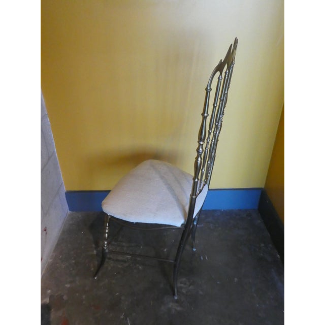 Metal 1960s Vintage Italian Chiavari Flared Leg Exaggerated Back Brass Side Chair For Sale - Image 7 of 12