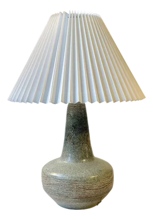 Swedish Modern Stoneware Table Lamp in Dusty Green Glaze, 1970s