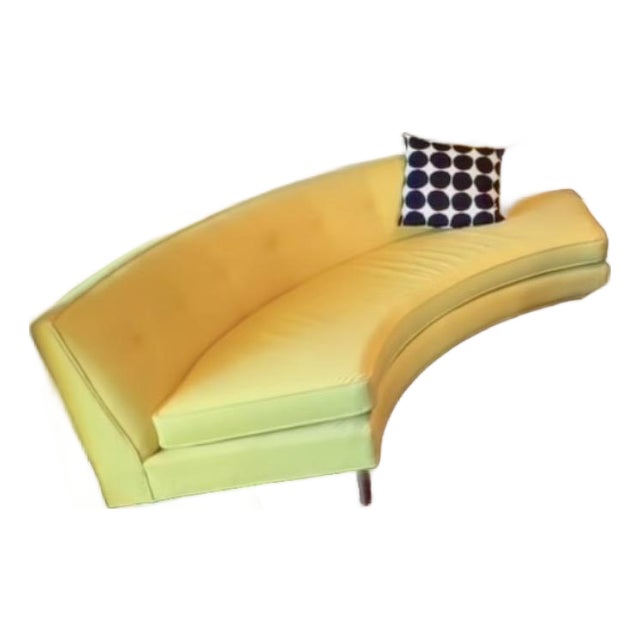 Pair of Jonathan Adler Curved Arc Banquette Sectional — Custom Yellow Upholstery — Mid-Century Revival For Sale