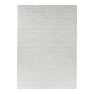 Rug & Kilim’s Oversized Textural Rug in Solid White, Gray and Cream Striae - 12x17 For Sale
