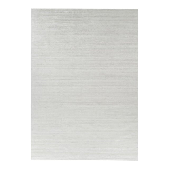 Rug & Kilim’s Oversized Textural Rug in Solid White, Gray and Cream Striae - 12x17 For Sale