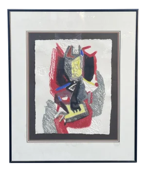 1980s Original Serge Helenon French Modernist Carborundum Engraving, Framed