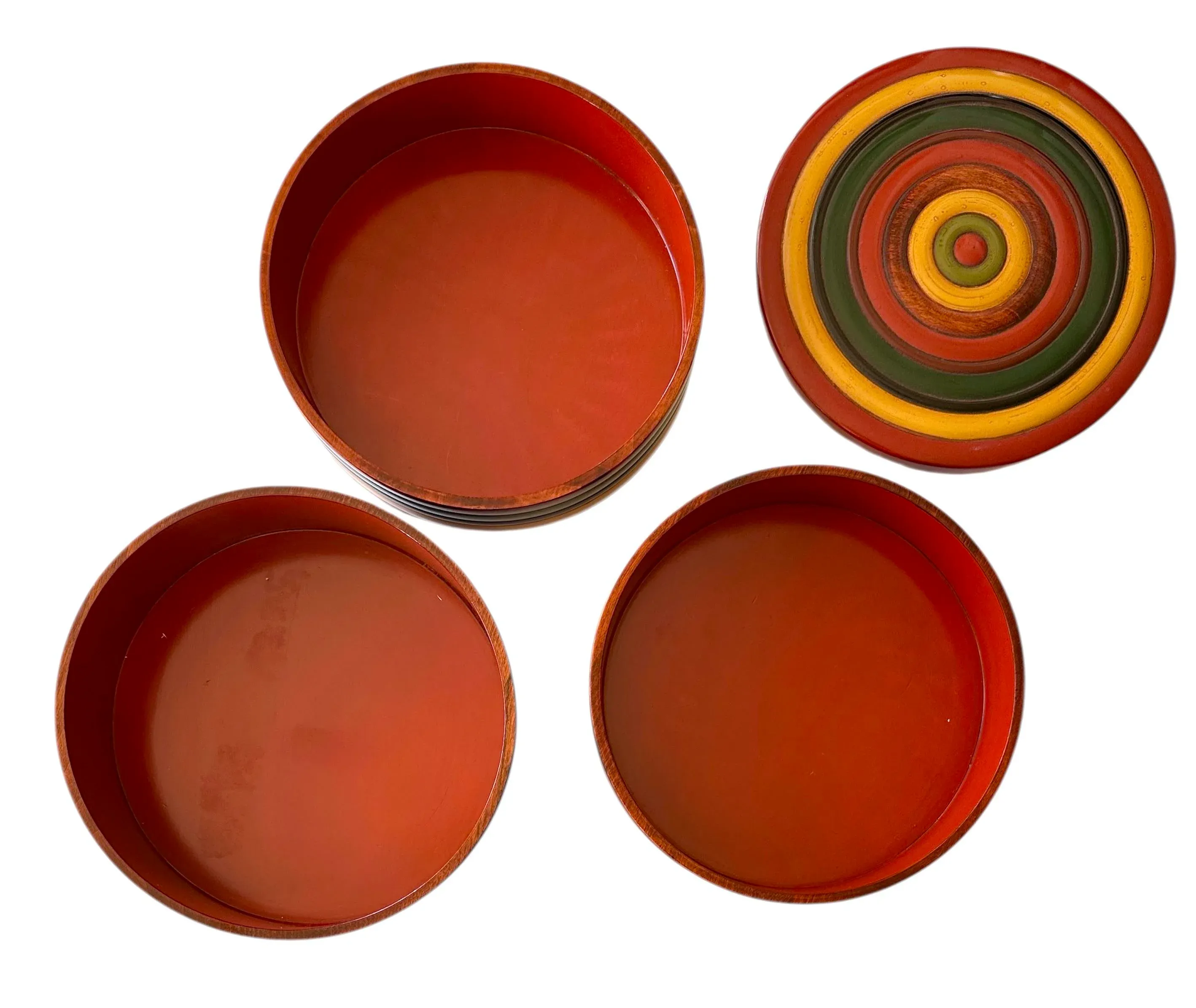 Mid Century Japanese Jubako Wood Three 3 Tiered Lunch Box Lacquer