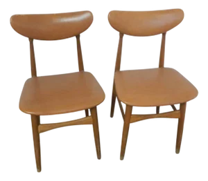 Set of Chairs in Beech and Imitation Leather, 1950