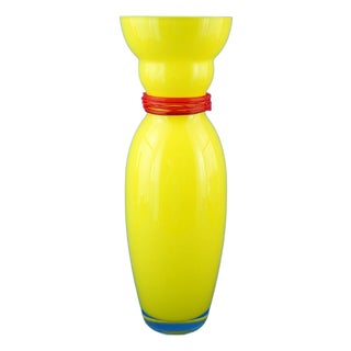 20th Century Large Yellow Glass Vase by Periev R. Pint, Barovier and Toso Collection, Czechoslovakia, 1980s For Sale