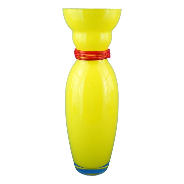 20th Century Large Yellow Glass Vase by Periev R. Pint, Barovier and Toso Collection, Czechoslovakia, 1980s For Sale
