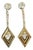 Vintage Rhinestone Drop Earrings Gold Tone Diamond Dangle Drop Clip-on Festive Cocktail For Sale