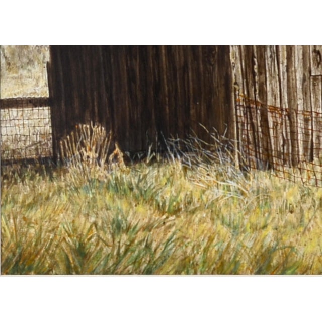 1970s Bart Machado - Old Barn Landscape 1973 Watercolor Painting For Sale - Image 5 of 10