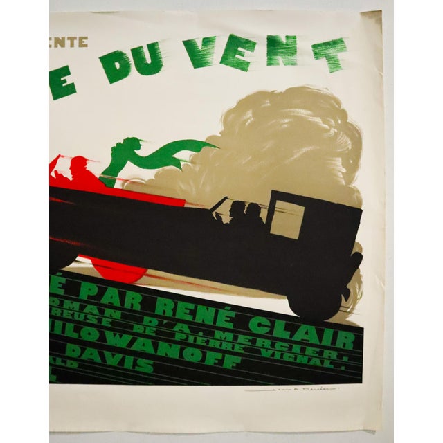 Art Deco 1926 French Movie Poster, La Proie Du Vent, René Clair (Horizontal) For Sale - Image 3 of 6