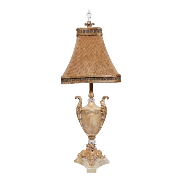 Late 20th Century French Urn and Lucite Table Lamp For Sale