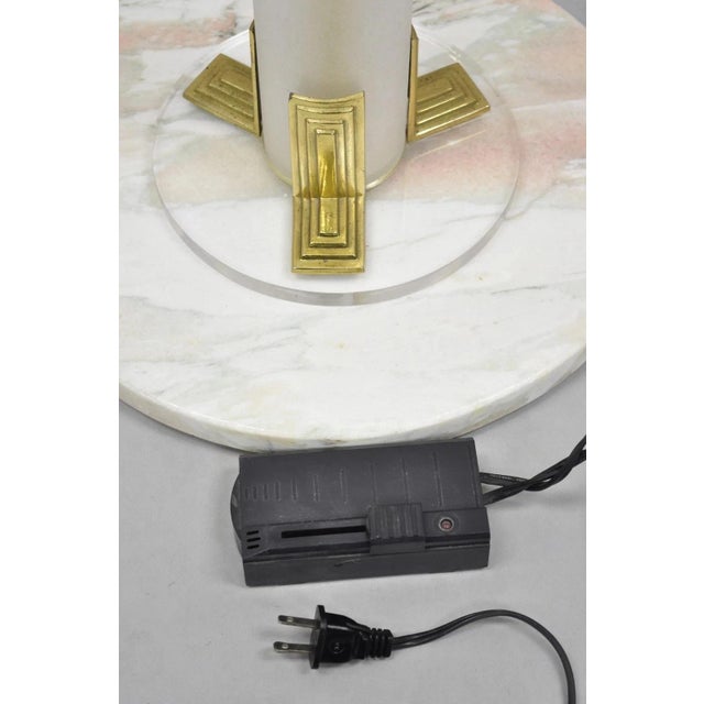 Gold Vintage Postmodern Art Deco Figural Frosted Acrylic & Glass Torchiere Floor Lamp For Sale - Image 8 of 13