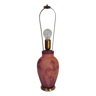 French Table Lamp with Etched Glass For Sale