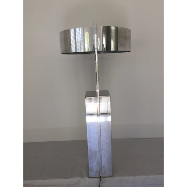 1970s Architectural Modern Chrome Table Lamp For Sale - Image 5 of 11