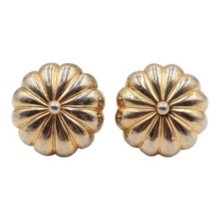 Pair of Reclaimed Polished Cast Brass Fluted Faucet Knobs For Sale