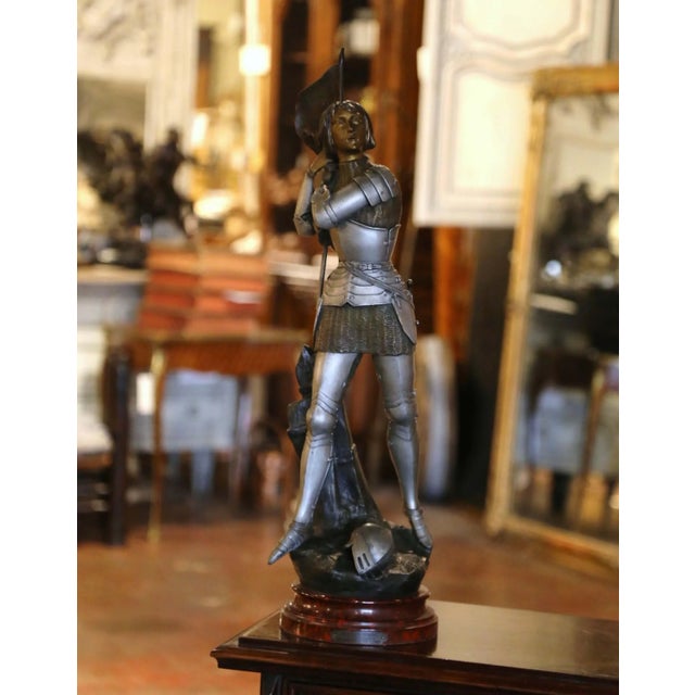 Early 20th Century French Patinated Spelter Joan of Arc by Ernest Legrand For Sale - Image 4 of 9