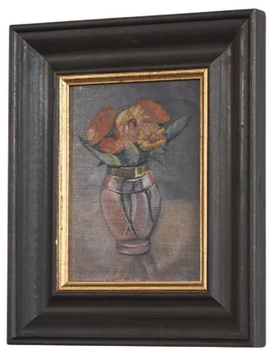 Flowers in a Vase, Oil on Canvas, Framed