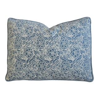 Italian Mariano Fortuny Designer Floral Fiori Blue & White and Ivory Feather/Down Pillow For Sale