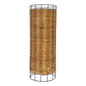 Midcentury Paul Mayen Habitat Style Black Wire & Woven Rattan Lamp, 1960s