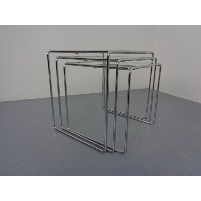 Glass & Chrome Nesting Tables, 1960s, Set of 3 For Sale - Image 12 of 18