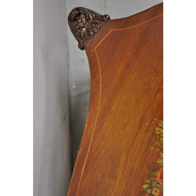 Brown Vintage French Louis XV Style Walnut Coffee Table With Hand Painted Floral Top For Sale - Image 8 of 12